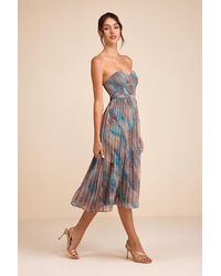 Lulus - Juniva Multi Abstract Print Pleated Bustier Midi Dress - Lyst