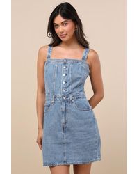 Levi's - Iconic Medium Wash Denim Button-Up Mini Dress - Lyst