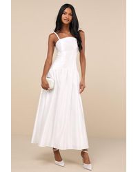 Lulus - Modern Adoration Satin Backless Lace-Up Maxi Dress - Lyst