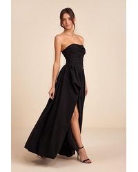 Lulus - Marilou Strapless Ruched Lace-Up Maxi Dress - Lyst