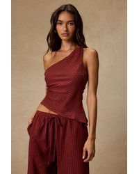 Lulus - Ives Pinstriped Asymmetrical Top - Lyst