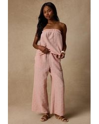 Lulus - Billie Striped Cotton Wide-Leg Pants - Lyst