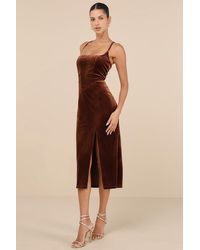 Lulus - Gorgeous Composure Velvet Lace-Up Sleeveless Midi Dress - Lyst