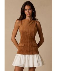 Lulus - Rana Suede Drop Waist Mini Dress - Lyst