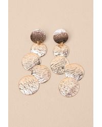 Lulus - Liara Textured Drop Statement Earrings - Lyst