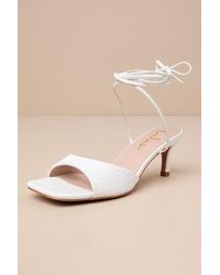 Lulus - Liddell Textured Lace-Up High Heel Sandals - Lyst