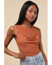 Lulus - Corrine Mesh Cowl Tank Top - Lyst