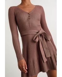 Lulus - Cozy Poise Heather Henley Long Sleeve Mini Sweater Dress - Lyst