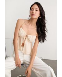 Lulus - Yasha Cream Tie-Front Babydoll Cami Top - Lyst
