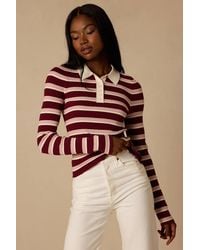 Lulus - Opal And Striped Ribbed Knit Collar Top - Lyst