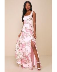 Lulus - Love Me Forever Floral Square Neck Maxi Dress - Lyst