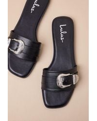 Lulus - Nyomi Buckle Slide Sandals - Lyst
