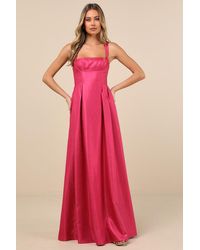 Lulus - Immaculate Aura Shiny Taffeta Maxi Dress With Pockets - Lyst