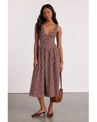 Lulus - Janella Floral Basque Waist Midi Dress - Lyst
