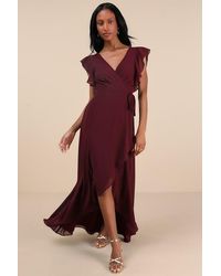 Lulus - Ravishing Charm Ruffled Wrap High-Low Maxi Dress - Lyst