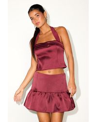 Lulus - Vissera Satin Tiered Mid-Rise Mini Skirt - Lyst