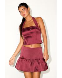 Lulus - Vissera Satin Tiered Mid-Rise Mini Skirt - Lyst