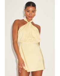 Lulus - Sleek Essence Satin Halter Sleeveless Mini Dress - Lyst