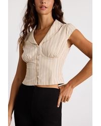 Lulus - Alexis Striped Collared Button-Up Top - Lyst