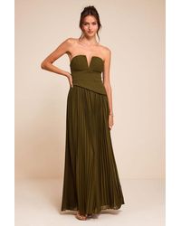 Lulus - Zea Pleated Drop Waist Maxi Dress - Lyst