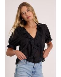 Lulus - Dania Striped Ruffled Short Sleeve Top - Lyst