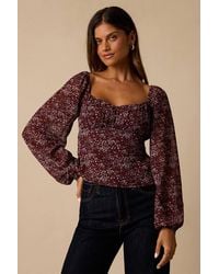 Lulus - Yara Plum Multi Paisley Long Sleeve Top - Lyst