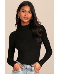 Lulus - Crawford Long Sleeve Mock Neck Bodysuit - Lyst