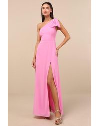Lulus - Simply Brilliant One-Shoulder Bow Maxi Dress - Lyst