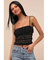 Lulus - Malvina Mesh Sheer Lace Cami Top - Lyst