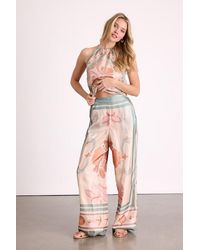 Lulus - Dreya Multi Boho Print Satin Wide-Leg Pants - Lyst