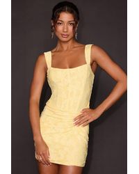 Lulus - Celeste Floral Burnout Bustier Mini Dress - Lyst
