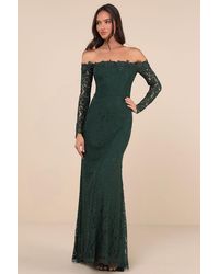Lulus - Romance Dreamer Lace Off-The-Shoulder Maxi Dress - Lyst