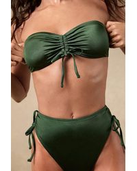 Lulus - Keola Shiny Drawstring Bandeau Bikini Top - Lyst