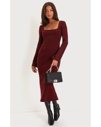 Lulus - Classy Attitude Ribbed Square Neck Midi Sweater Dress - Lyst