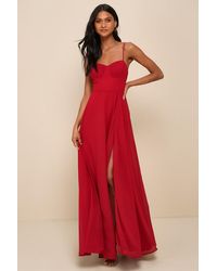 Lulus - Cause For Commotion Pleated Bustier Maxi Dress - Lyst
