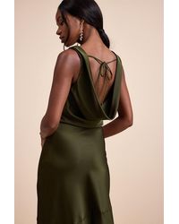 Lulus - Aernah Satin Cowl Tie-Back Slip Maxi Dress - Lyst