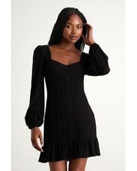 Lulus - Coveted Sweetness Pointelle Knit Long Sleeve Mini Dress - Lyst
