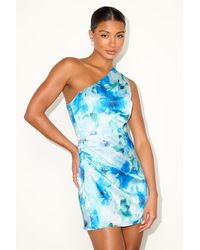 Lulus - Love Me Tonight Floral Satin One-Shoulder Mini Dress - Lyst
