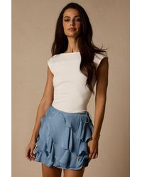 Lulus - Lois Lurex Ruffled Mini Skirt - Lyst