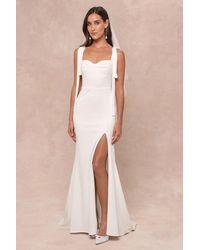 Lulus - Splendid Love Bustier Tie-Strap Mermaid Maxi Dress - Lyst