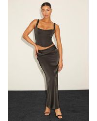 Lulus - Morwenna Satin Lace-Up Two-Piece Maxi Dress - Lyst