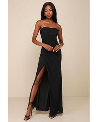 Lulus - Epitome Of Allure Mesh Strapless Ruched Tulip Maxi Dress - Lyst