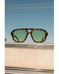 Lulus - Torrey Tortoiseshell Aviator Sunglasses - Lyst