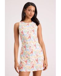 Lulus - Sorrento Multi Embroidered Tie-Back Mini Dress - Lyst