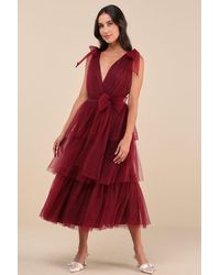 Lulus - Flawless Arrival Tulle Tie-Strap Tiered Maxi Dress - Lyst