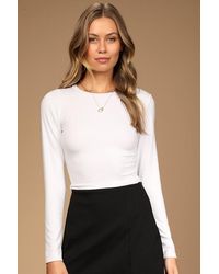 Lulus - Begin With The Basics Long Sleeve Crop Top - Lyst