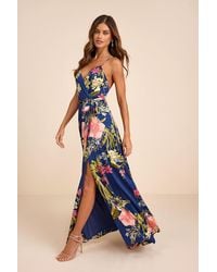 Lulus - Still The One Floral Print Satin Maxi Dress - Lyst