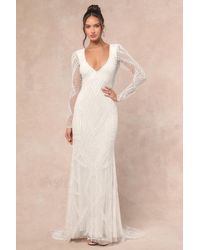 Lulus - Deedra Sequin Beaded Backless Maxi Dress - Lyst
