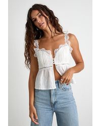 Lulus - Yanika Eyelet Lace Tank Top - Lyst