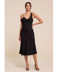 Lulus - Cavani Satin Asymmetrical Midi Dress - Lyst